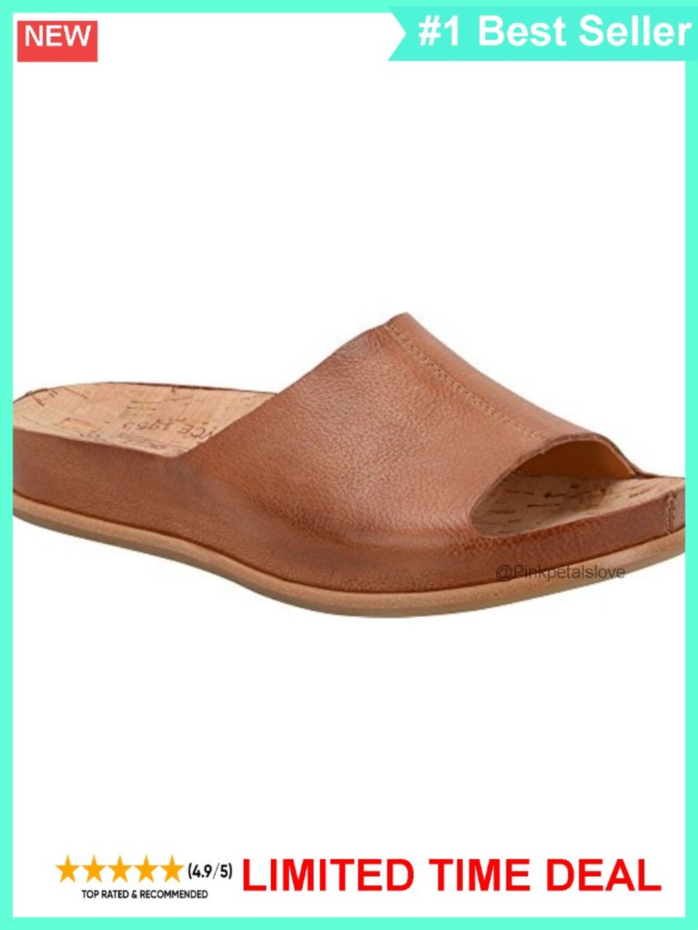 Leather Slip-On Platform Wedge Sandals Cushioned Cork Footbed